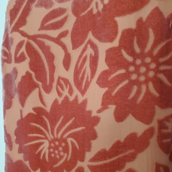 Magid Bernard Peach Silk 2-Pc Velvet Burnout Floral Vintage Chic Loungewear Sz S - Picture 8 of 16